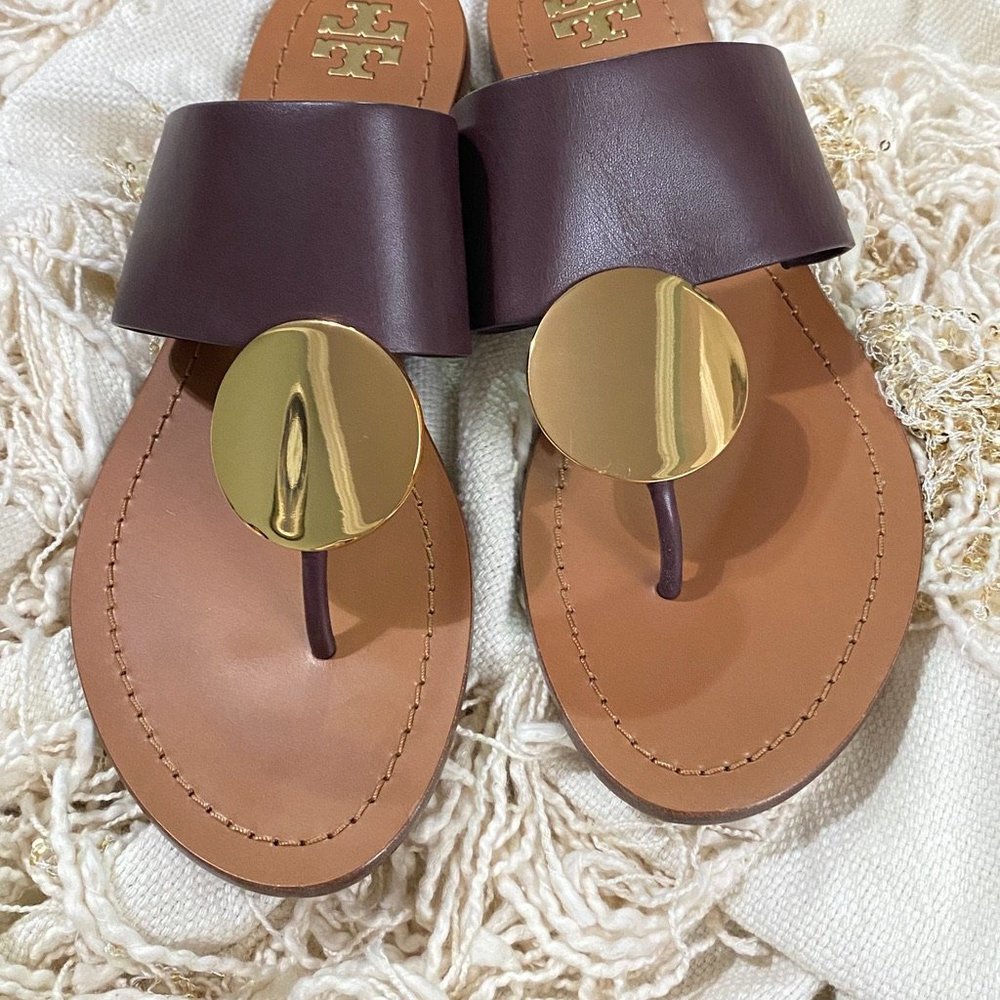 NEW Tory Burch Patos Disc Sandal in Malbec Gold - Picture 7 of 8